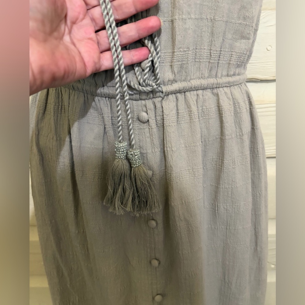 Lucky Brand Gauze Cotton Sage Midi Maxi Dress Tiered Hem Cottage Boho SZ 14-16 - Picture 6 of 13